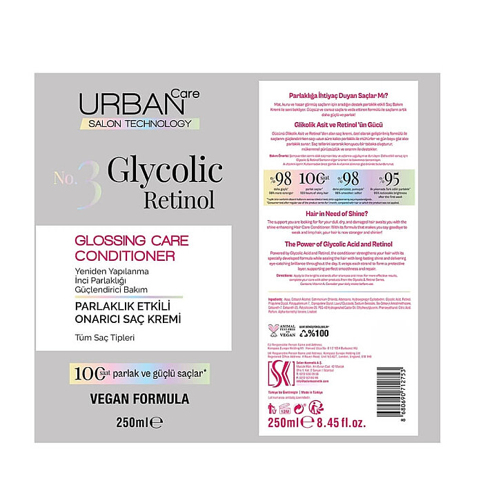 Urban Care Glycolic Retinol Glossing Care Saç Kremi 250 Ml - 3