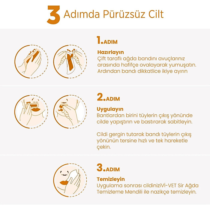Vi-Vet Yüz Sir Ağda Bandı Portakallı 24'lü - 4