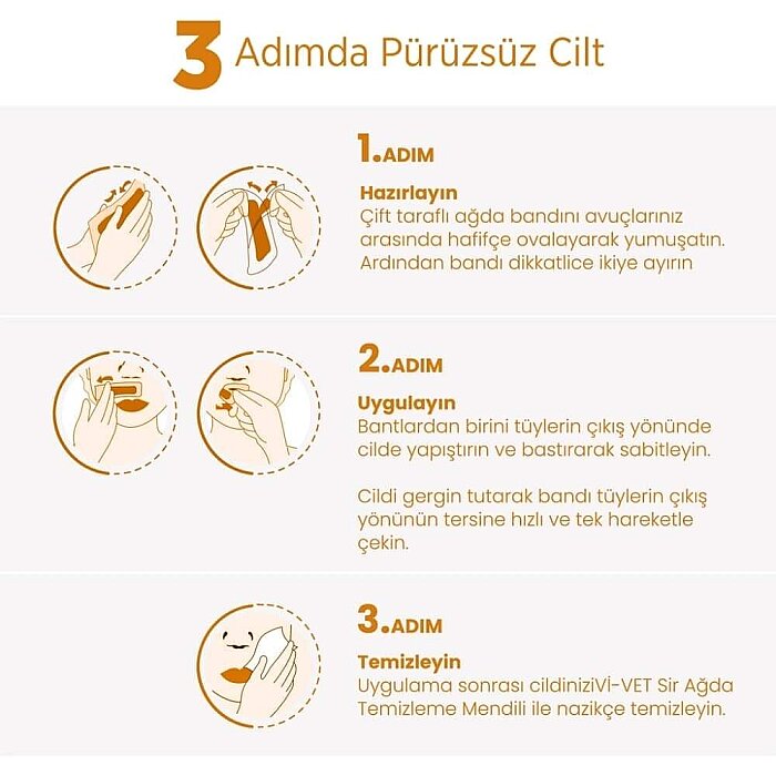 Vi-Vet Yüz Sir Ağda Bandı Portakallı 24'lü - 4